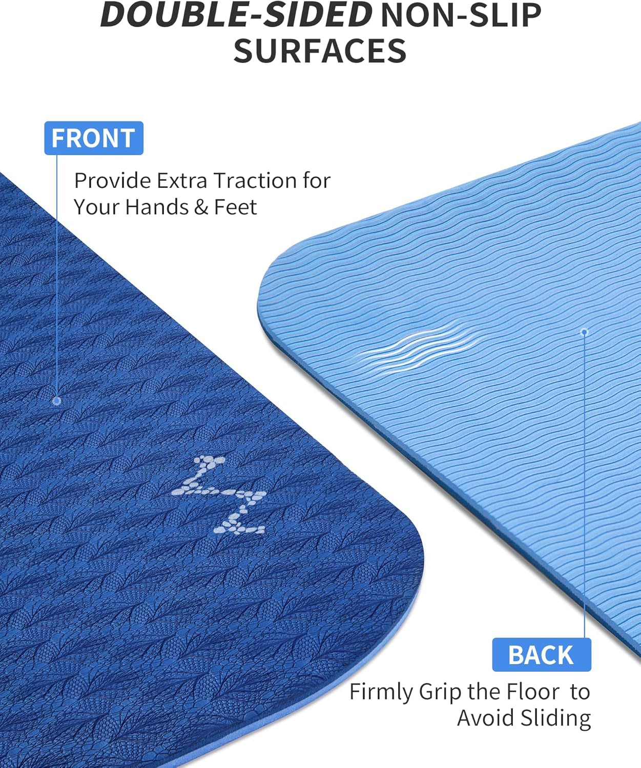 Large Yoga Mat 72" x 48" for Home Gym Flooring | Extra Thick 6mm-12mm (0.24"-0.48") Exercise Mat | High-Density TPE Cushioning for Enhanced Joint Protection