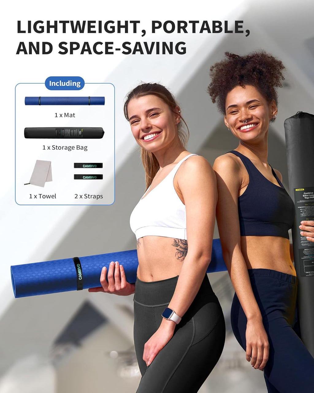 Large Yoga Mat 72" x 48" for Home Gym Flooring | Extra Thick 6mm-12mm (0.24"-0.48") Exercise Mat | High-Density TPE Cushioning for Enhanced Joint Protection
