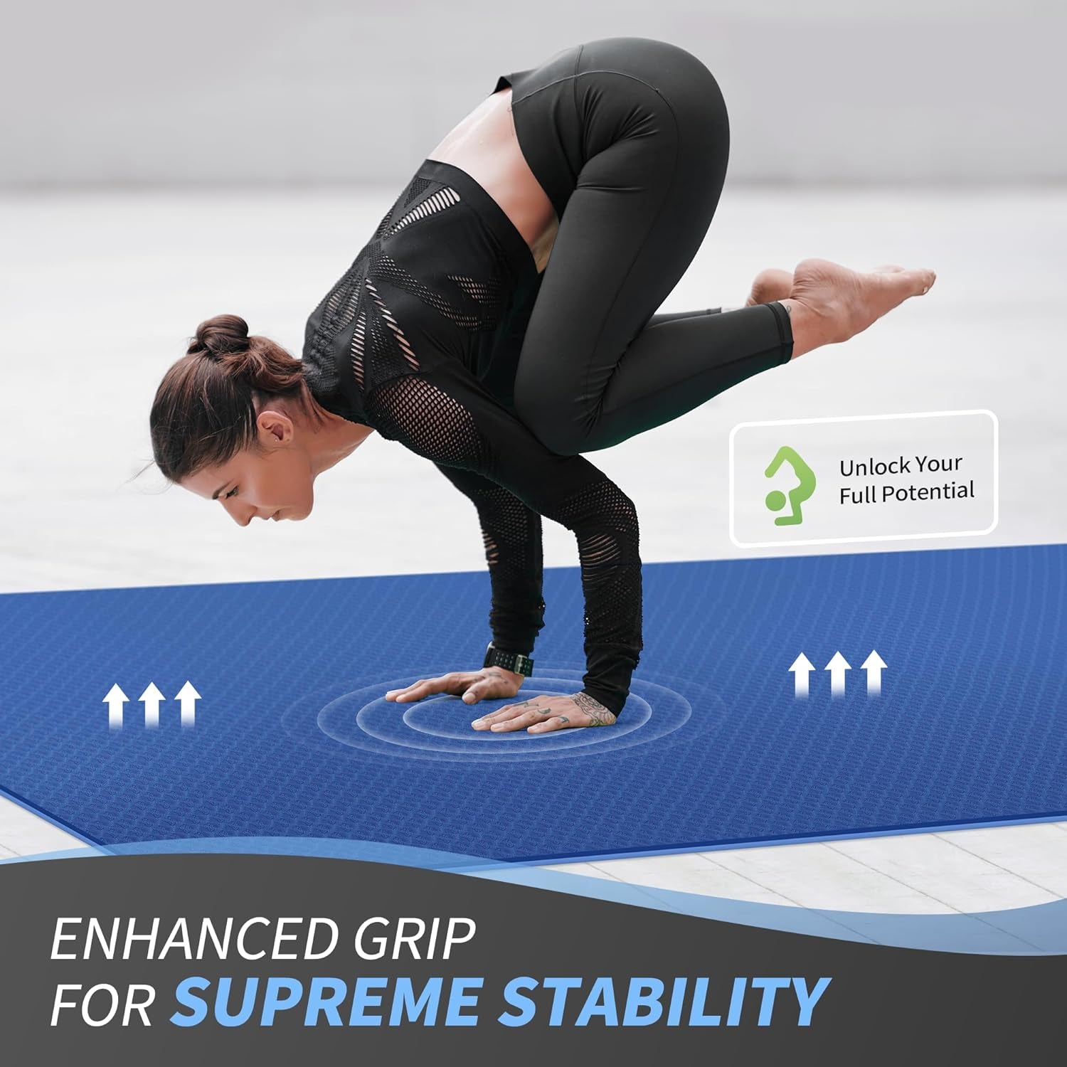 Large Yoga Mat 72" x 48" for Home Gym Flooring | Extra Thick 6mm-12mm (0.24"-0.48") Exercise Mat | High-Density TPE Cushioning for Enhanced Joint Protection