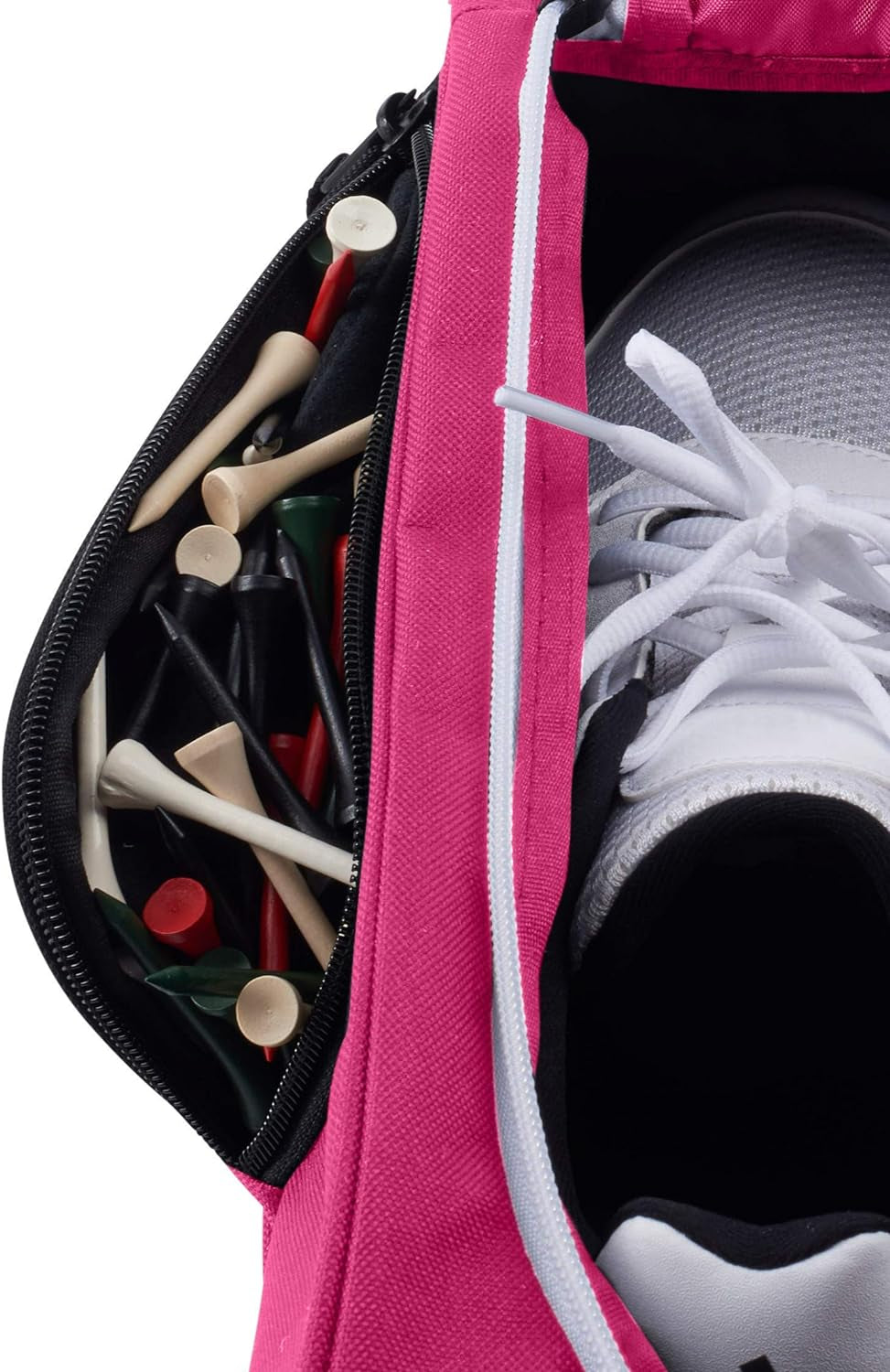 Golf Shoe Bag - Zip-Closure Carrier with Ventilation and External Pocket for Accessories (Pink)