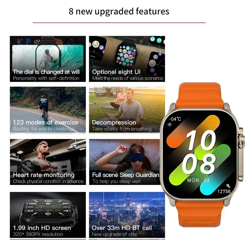 2026 Men's Smartwatch with 2.01-Inch HD Display, Bluetooth Calling, Health and Fitness Tracking, Multi-Sport Modes, Compatible with Android and iOS
