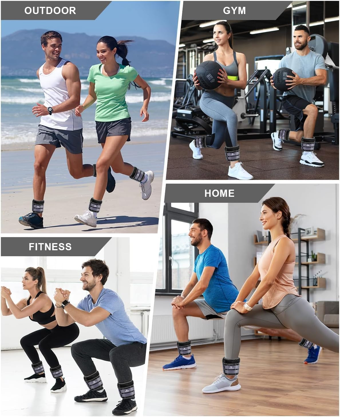 Adjustable Ankle Weights with Removable Weights - Available in Pairs from 1 to 20 lbs for Jogging, Gymnastics, Aerobics, and Physical Therapy